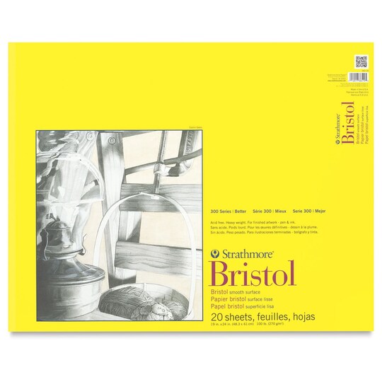Strathmore; Strathmore 300 Series Bristol Pad - 19" x 24", Smooth, 20 Sheets; Category:Art & Illustration Boards; Image:1
